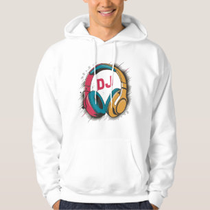 Sudadera Música DJ coloridos Auriculares blancos