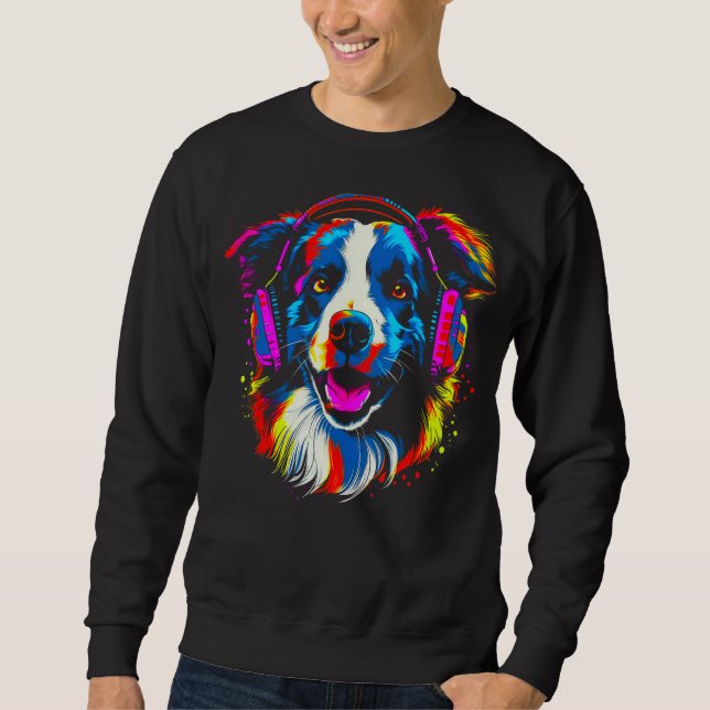 Sudadera Música DJ de perro Border Collie (Anverso)
