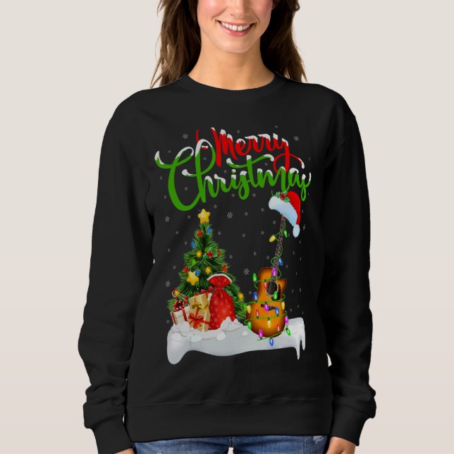 Sudadera Música guitarra navideña decoraciones Santa Guitar (Anverso)