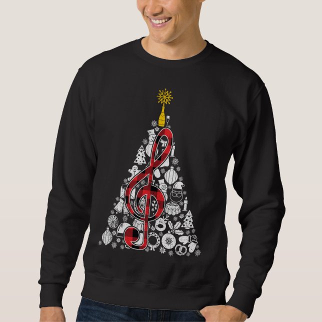 Sudadera Música Red Plaid Christmas Tree Ornamour Decour Xm (Anverso)