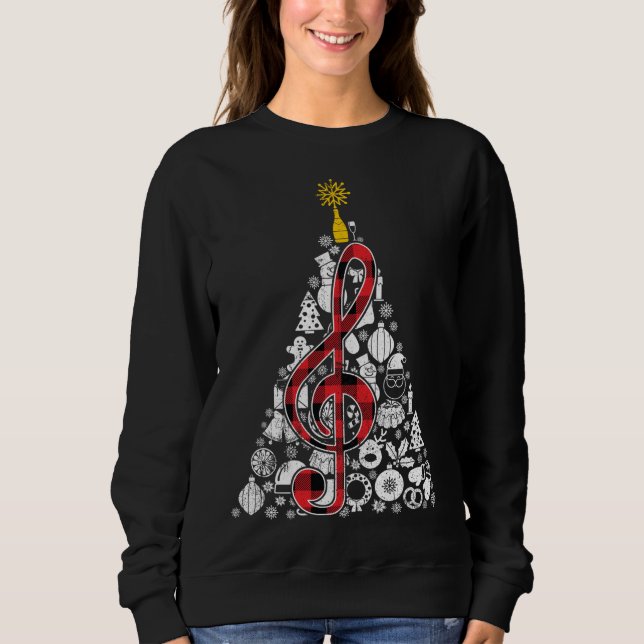 Sudadera Música Red Plaid Christmas Tree Ornamour Decour Xm (Anverso)
