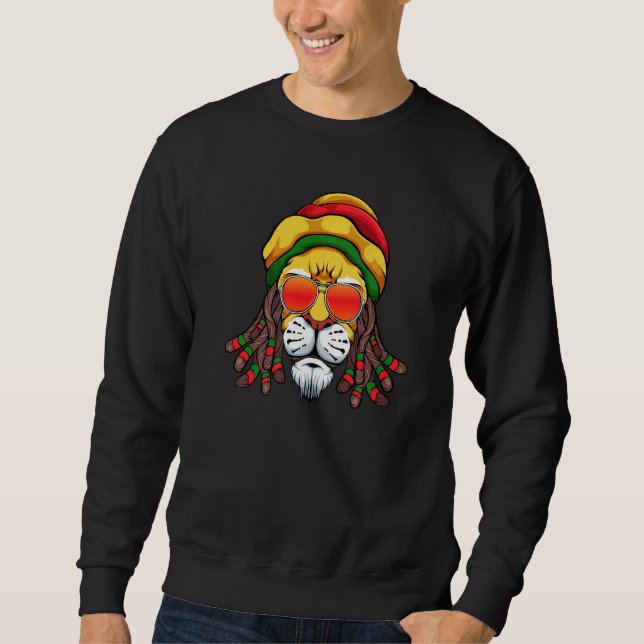 Sudadera Música Reggae León  Rasta Jamaicano Judá Rastafari (Anverso)