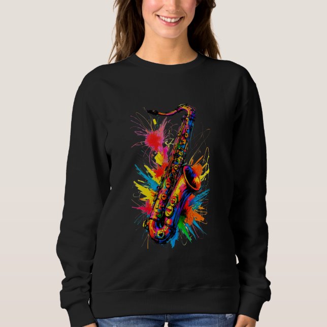 Sudadera Música saxofónica colorida Jazz Teacher genial (Anverso)