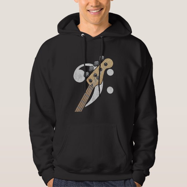 Sudadera Músico de Bass Clef Guitar Bass Player (Anverso)