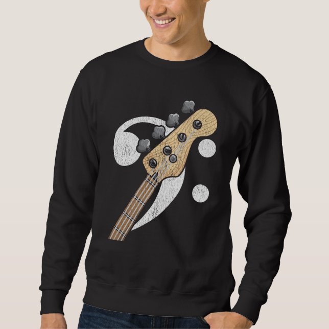 Sudadera Músico de Bass Clef Guitar Bass Player (Anverso)