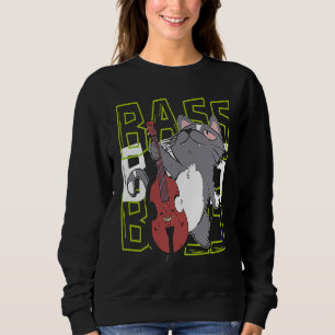 Sudadera Músico de jazz de doble trasero de gato contrabass