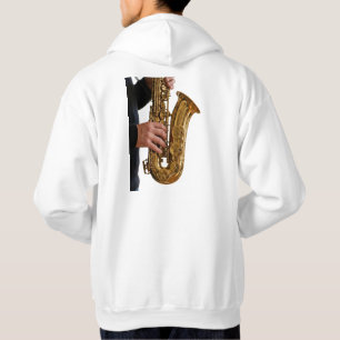 Sudadera Músico de Saxofón Amante del Jazz Gráfico Blanco 
