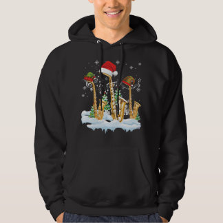 Sudadera Músico saxofón de Jazz Santa Hat Christmas Tree S