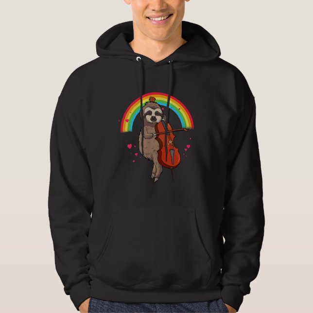Sudadera Músico Sloth Cello Player Cellistas (Anverso)