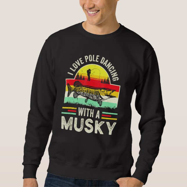 Sudadera Musky Fish Gag Muskie Pescador Retro Papá (Anverso)