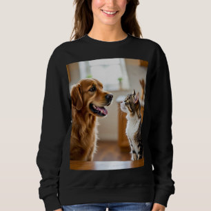 Sudadera Muy bonito diseño de gato y perro en camiseta 