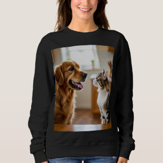 Sudadera Muy bonito diseño de gato y perro en camiseta