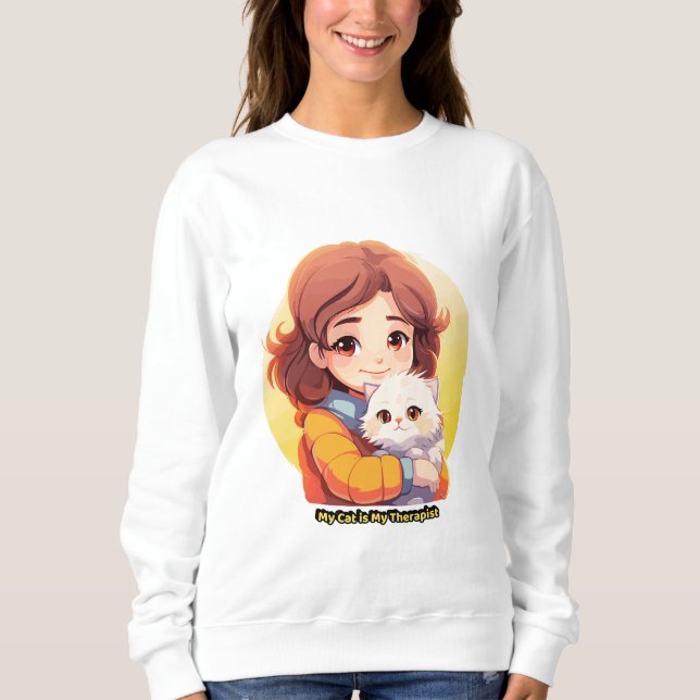 Sudadera My Cat is My Therapist – Cute Comfort Cat  (Anverso)