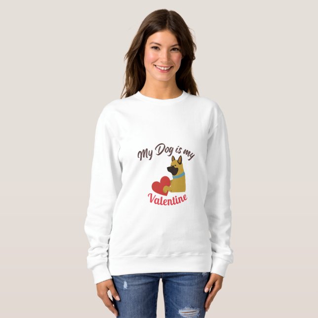 Sudadera My Dog Is My Valentine – Cute Dog Love Illustratio (Anverso completo)