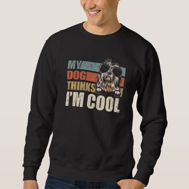 Sudadera My Dog Thinks I'm Cool Old English Sheepdog  Retro (Anverso)