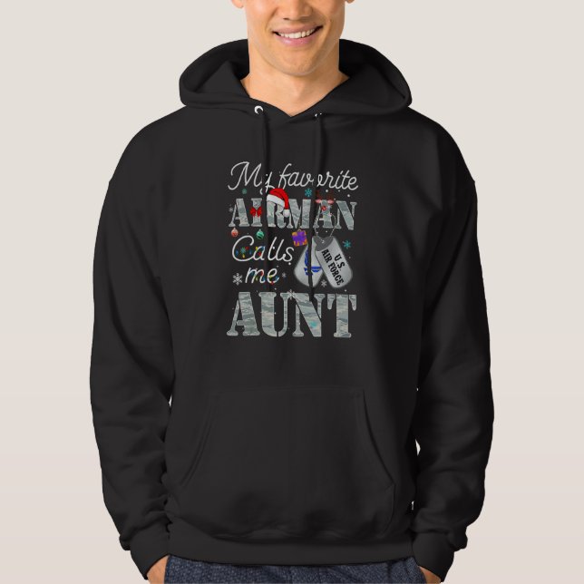 Sudadera My Favorite Airman Calls Me Aunt USAF Christmas (Anverso)