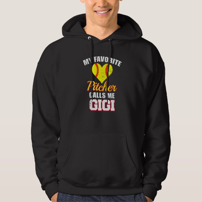 Sudadera My Favorite Pitcher Calls Me Gigi Pitcher Softball (Anverso)