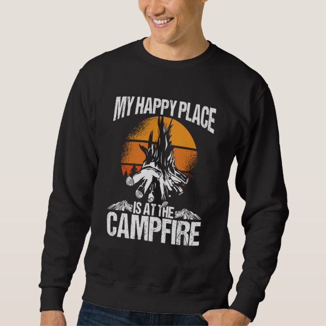 Sudadera My Happy Place Is A The Campfire Camping (Anverso)