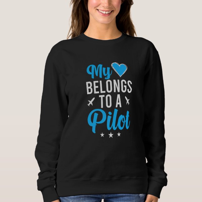 Sudadera My Heart Pilot's Wife Of A Pilot Wife Airplane Pil (Anverso)