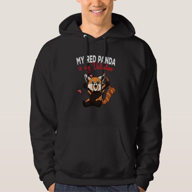 Sudadera My Red Panda Is My Valentine Panda Bear Cupid Vale (Anverso)