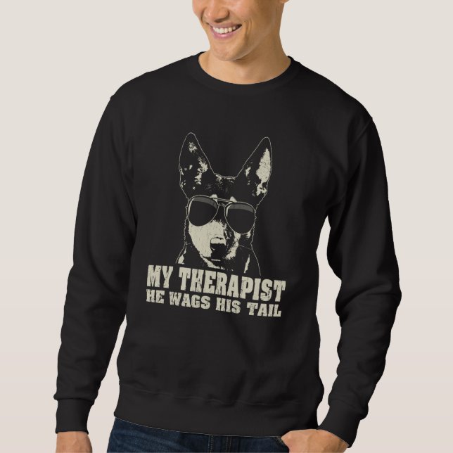 Sudadera My Therapist He Wags His Tail Australian Kelpie (Anverso)