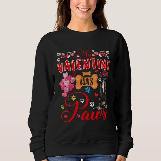 Sudadera My Valentine Has Paws Cute Great Dane Sunglasses H (Anverso)