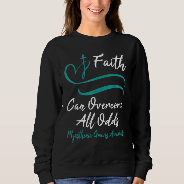 Sudadera Myasthenia Gravis Awareness Teal Ribbon Christian  (Anverso)
