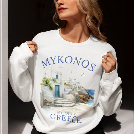 Sudadera Mykonos Coastal Serenity in Watercolor