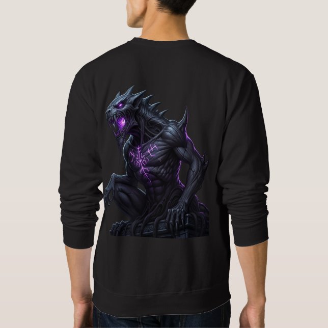 Sudadera Mystic Rune Guardian: Bestia de fantasía oscura, v (Reverso)