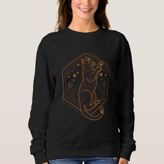 Sudadera Mystical cat reaching for stars in magical T-Shirt (Anverso)