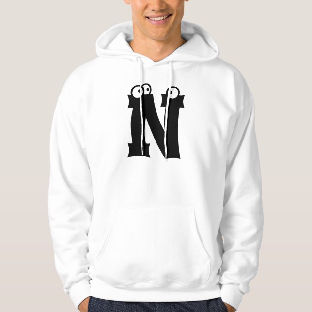 Sudadera N, carta con ojos (Anverso)