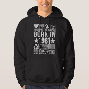 Sudadera Nacido En 1981 Etiqueta De Advertencia De Contenid
