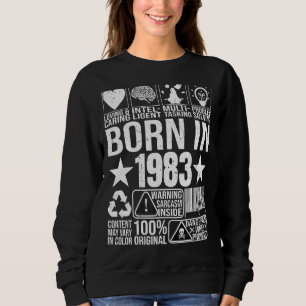 Sudadera Nacido En 1983 Etiqueta De Advertencia De Contenid