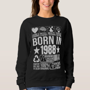 Sudadera Nacido En 1988 Etiqueta De Advertencia De Contenid