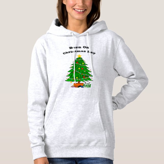 Sudadera Nacido en el Día del Navidad" Unisex Hoodie - Dise (Anverso)