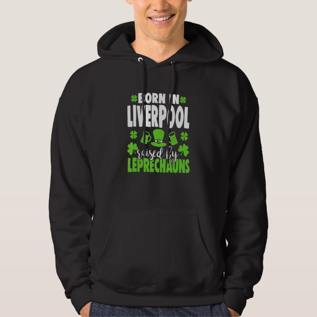 Sudadera Nacido en Liverpool criado por leprechauns 1 (Anverso)