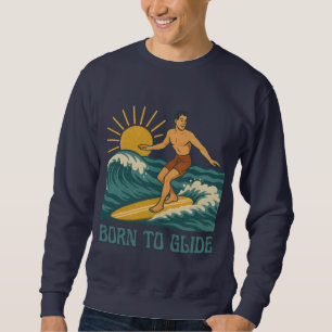 Sudadera Nacido para deslizarse Gráfico retro de surfista d