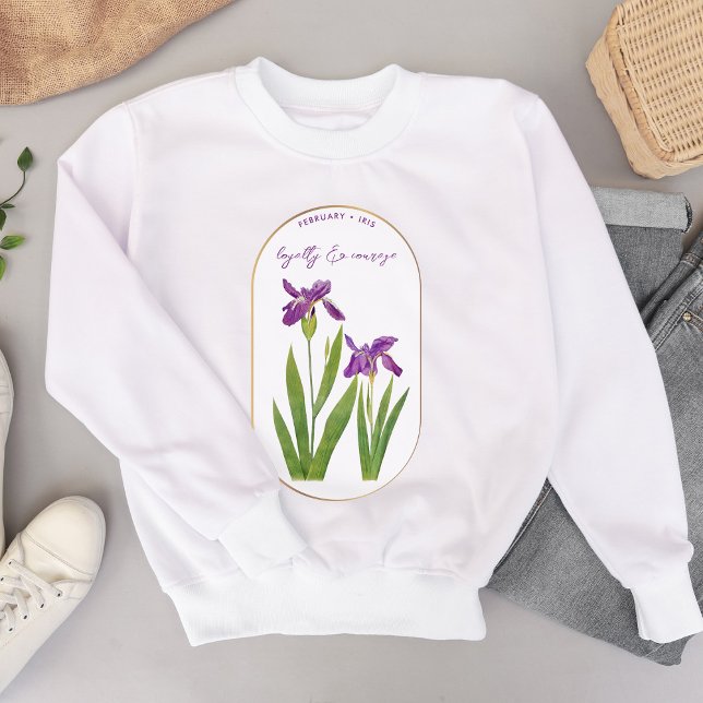 Sudadera Nacimiento Flor Mes Febrero Cumpleaños Iris (Birth Flower Month February Birthday Iris Sweatshirt)