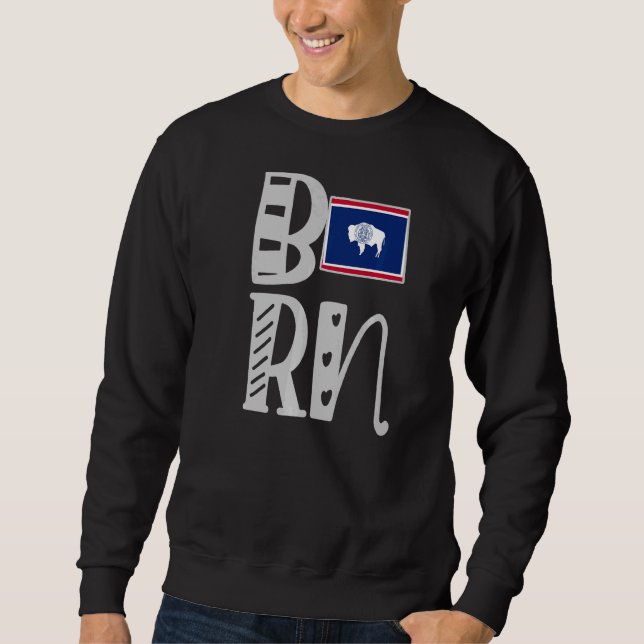 Sudadera Nació Wyoming En Cartas A Bloque (Anverso)