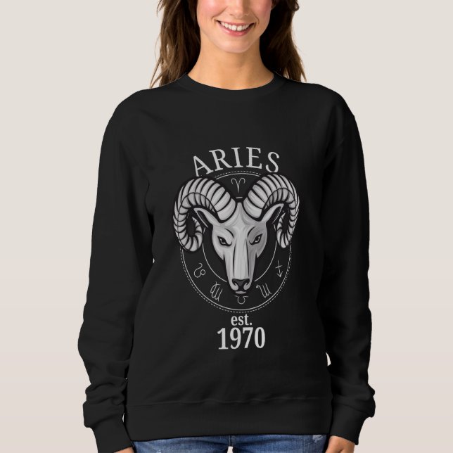 Sudadera Nació Zodiac Aries Ram en 1970 (Anverso)