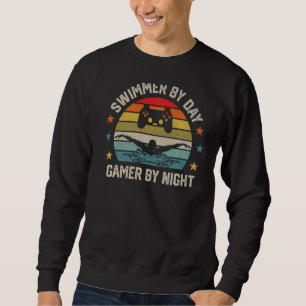 Sudadera Nadador De Día Jugador De Noche Natación Nadar Ju