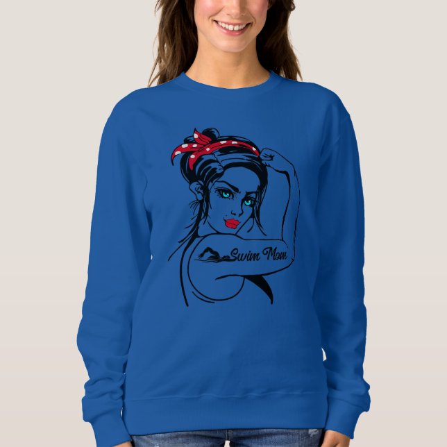 Sudadera Nadadora Mamá Rosie The Riveter Pin (Anverso)