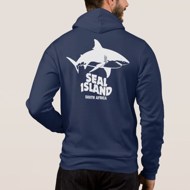 Sudadera Nadando Con Grandes Tiburones Blancos - Isla Seal (Reverso)
