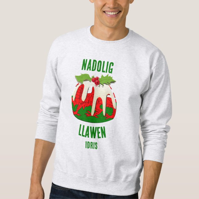 Sudadera Nadolig Llawen WALES Gales Feliz Navidad Pudding (Anverso)