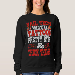 Sudadera Nail Tech Con Tatuajes Bonitos Ojos Y Gruesos