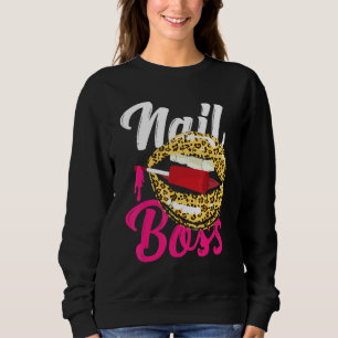 Sudadera Nail Tech Quote Work Uniform Nail Polaco Leopardo 