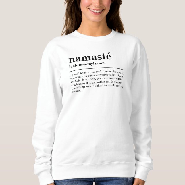 Sudadera Namaste Definition Yoga Modern Minimal Meditation (Anverso)