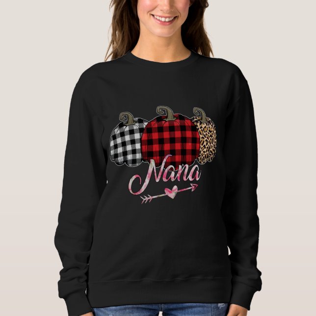 Sudadera Nana Buffalo Plaid Leopard Pumpkin Grandma Hallowe (Anverso)