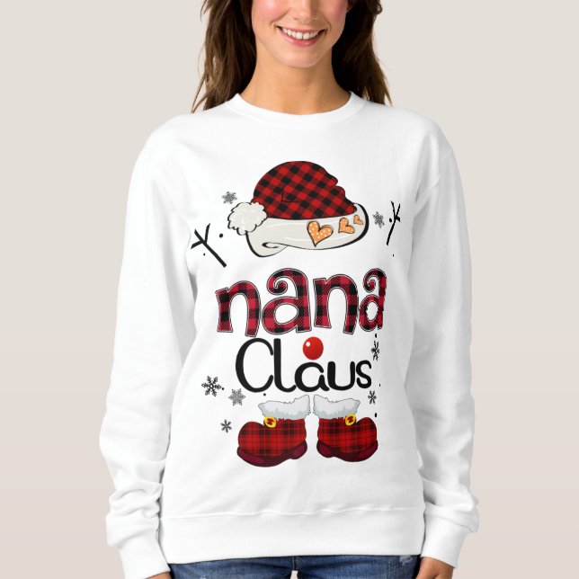 Sudadera Nana Claus Red Plaid Grandma Gift (Anverso)