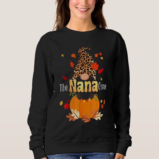 Sudadera Nana gnome Thanksgiving pajamas Leopard Gnomes Fal (Anverso)
